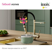 IDDIS Смеситель для кухни с фильтром и гибким изливом матовое золото ace ACEMGFFi05