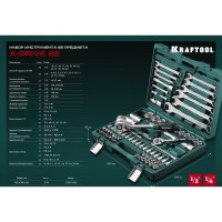 Универсальный набор инструмента KRAFTOOL X-Drive 82, 82 предм., (1/2"+1/4") 27887-H82_z03