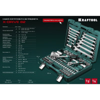 Универсальный набор инструмента KRAFTOOL X-Drive 82, 82 предм., (1/2"+1/4") 27887-H82_z03
