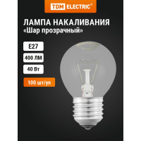 Лампа накаливания шар прозрачный TDM ELECTRIC 40 Вт-230 В-Е27 SQ0332-0002