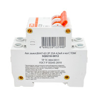 Автоматический выключатель TDM ELECTRIC ВА47-63 2Р 25А SQ0218-0012