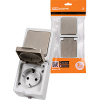 Комбинированный вертикальный блок TDM ELECTRIC выключатель 1-кл. + розетка 2П+З с з/ш БКВР IP54 "Вуокса" SQ1803-0011