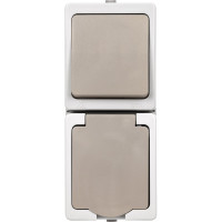 Комбинированный вертикальный блок TDM ELECTRIC выключатель 1-кл. + розетка 2П+З с з/ш БКВР IP54 "Вуокса" SQ1803-0011