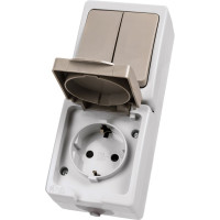 Блок комбинированный TDM ELECTRIC вертикальный выключатель 2-кл. + розетка 2П+З с з/ш БКВР IP54 "Вуокса" SQ1803-0013