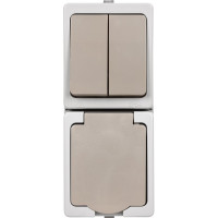 Блок комбинированный TDM ELECTRIC вертикальный выключатель 2-кл. + розетка 2П+З с з/ш БКВР IP54 "Вуокса" SQ1803-0013