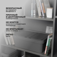 Универсальный ящик Econova Luxe с крышкой, 380х276х140 мм, 12 л серый 433205611