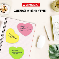 Блок самоклеящийся (стикеры) BRAUBERG фигурный, НЕОН Сердце, 250л, 5 цветов 126690