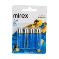 Батарея Mirex щелочная LR6 / AA 1,5V 4 шт ecopack, 23702-LR6-E4