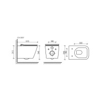 Подвесной унитаз Ceramicanova METRIC Rimless с крепежом, с сиденьем-крышкой с микролифтом CN3007