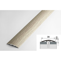 Порог прямой скрытый алюминиевый (35 мм; 0.9 м; декоративный; дуб беленый) Лука 00000001805