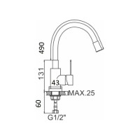 Смеситель WISENT для кухни с гибким изливом из нержавеющей стали W74004-02