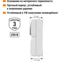 Комбинированный вертикальный блок TDM ELECTRIC выключатель 1-кл. + розетка 2П+З с з/ш БКВР IP54 "Вуокса" SQ1803-0011