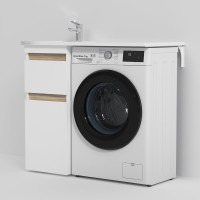 Раковина над стиральной машиной AM.PM X-Joy литьевой мрамор, левая, 100 см M85AWPL1001WG