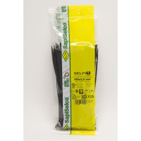 Стяжки черного цвета SapiSelco 2.5x160 мм, полиамид 6.6, уп. 100 шт. SEL.3.204R