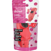 Каучуковая колодка duwi с крышкой с заземлением 3 гнезда 16A IP44 красная 27466 7