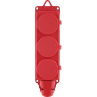 Каучуковая колодка duwi с крышкой с заземлением 3 гнезда 16A IP44 красная 27466 7