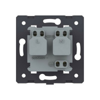 Электрическая розетка LIVOLO с заземлением защитными шторками 16A, цвет черный механизм VL-C7-C1EU-12