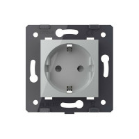 Электрическая розетка LIVOLO с заземлением защитными шторками 16A, цвет серый механизм VL-C7-C1EU-15