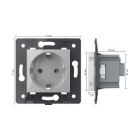 Электрическая розетка LIVOLO с заземлением защитными шторками 16A, цвет серый механизм VL-C7-C1EU-15