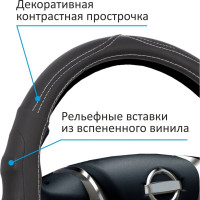 Оплетка на руль VOIN MODERN экокожа, M d=38см, черный OPLV0301