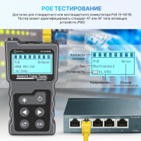 Сетевой тестер кабеля 5Bites UTP/FTP/STP RJ45, TEL RJ11/12, POE, рефлектометр TDR LY-CT010