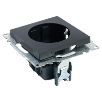 1-местная розетка STEKKER с защитной шторкой с заземлением механизм, 16А, Катрин, GLS16-7110-05, черный 39610