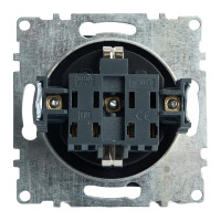 1-местная розетка STEKKER с защитной шторкой с заземлением механизм, 16А, Катрин, GLS16-7110-05, черный 39610