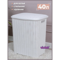 Корзина для белья Violet Вязь 40 л белый 204006