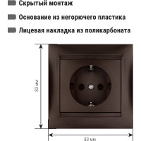 Розетка 2П+З 16А 250В TDM ELECTRIC шоколад, серия "Лама" SQ1815-0523