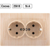 Двойная розетка TDM ELECTRIC 2П+З 16А 250В с защитными шторками сосна Лама SQ1815-0313