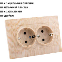 Двойная розетка TDM ELECTRIC 2П+З 16А 250В с защитными шторками сосна Лама SQ1815-0313