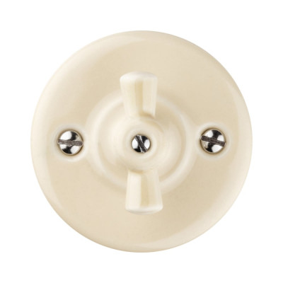 Поворотный выключатель TDM ELECTRIC фарфоровый с ручкой бантик 10А слоновая кость «Болонь» SQ1820-0310