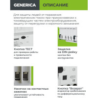 Дифференциальный автомат GENERICA АД14 4Р 32А 30мА MAD15-4-032-C-030