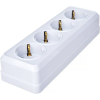 Розетка Intro Quadro с заземлением четырехместная 4x2P+E, 16А-250В, IP20, открытая установка, белый, Б0053838