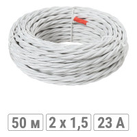 Ретро провод TDM ELECTRIC "Эко" 2x1,5 витой ГОСТ белый 50м SQ2801-0101