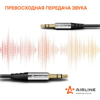 Кабель AIRLINE AUX 3.5 mm Jack - 3.5 mm Jack 0,6м, черный ACH-AUX-60