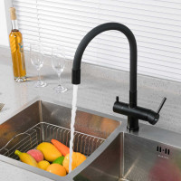 Смеситель для кухни Gappo 35к G4398-36 гибкий излив, с выходом для питьевого фильтра, черный 549412