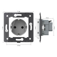 Электрическая розетка LIVOLO с заземлением защитными шторками 16A, зажимы, цвет белый (механизм) VL-FCTC16A-2WPS01