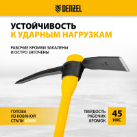 Кирка Denzel 2250 г, широкая, фиберглассовая обрезиненная рукоятка, 900 мм 21838