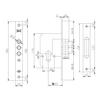 Корпус врезного замка KALE KILIT 189/3M (45 мм) w/b латунь 1085