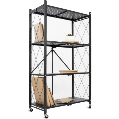 Металлический стеллаж ГЕЛЕОС Атлант-4, 4 полки, складной, размер 760x400x1260 мм, черный АСТ-41