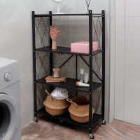 Металлический стеллаж ГЕЛЕОС Атлант-4, 4 полки, складной, размер 760x400x1260 мм, черный АСТ-41