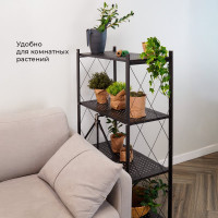 Металлический стеллаж ГЕЛЕОС Атлант-4, 4 полки, складной, размер 760x400x1260 мм, черный АСТ-41