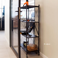 Металлический стеллаж ГЕЛЕОС Атлант-4, 4 полки, складной, размер 760x400x1260 мм, черный АСТ-41