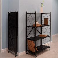 Металлический стеллаж ГЕЛЕОС Атлант-4, 4 полки, складной, размер 760x400x1260 мм, черный АСТ-41