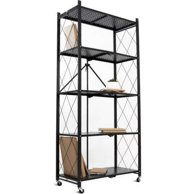 Металлический стеллаж ГЕЛЕОС Атлант-5, 5 полок, складной, размер 760x400x1580 мм, черный АСТ-51