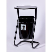 Урна уличная ПРОФМЕТСТИЛЬ металлическая, черная, с крышкой, с креплением в асфальт 648