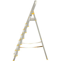 Алюминиевая профессиональная с анодированным покрытием стремянка Алюмет с широкими ступенями 7 ступеней. Серия АS707