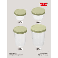 Банка Phibo ТАНГО с завинчивающейся крышкой 0,4 л зеленый 433129509