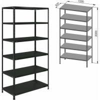 Металлический стеллаж BRABIX "ГРАФИТ MS KD-195/50-6", лофт, 2000x1000x500 мм, 6 полок 291273